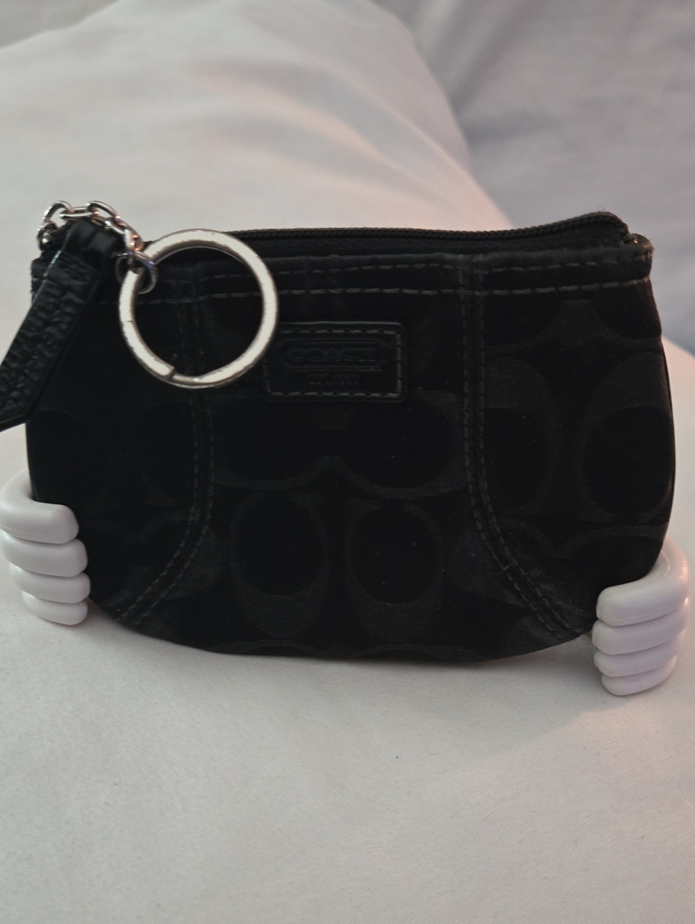 Coach Black Signature Mini Wristlet Coin Pouch
